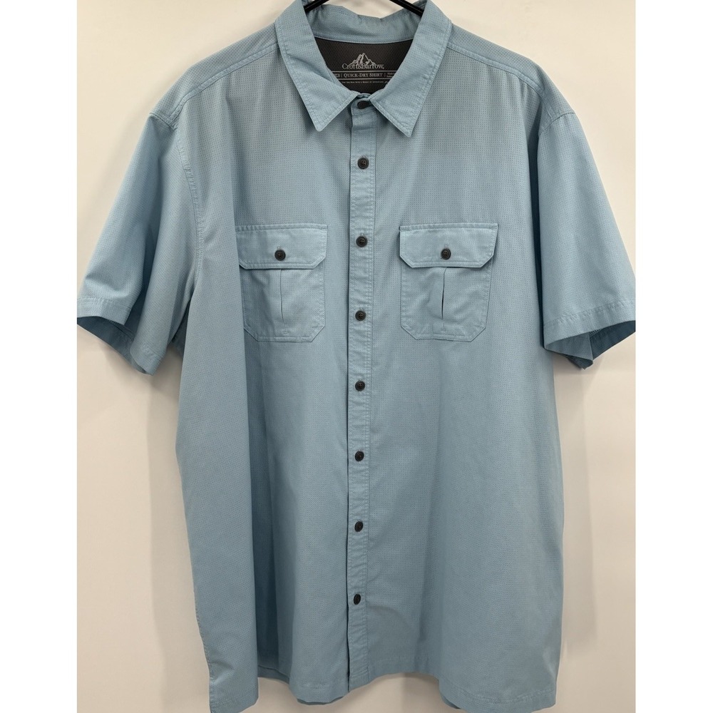 Croft & Barrow Shirt Mens 2XB Quick Dry Button Up Hiking Outdoor Vented Blue